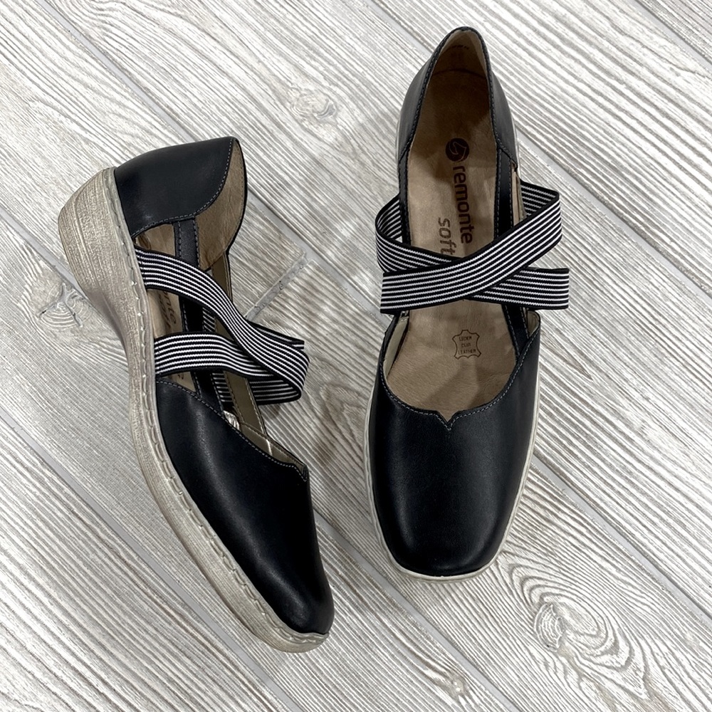 Remonte Soft Rieker Doris Black Leather Ballerina Flat - sz 40